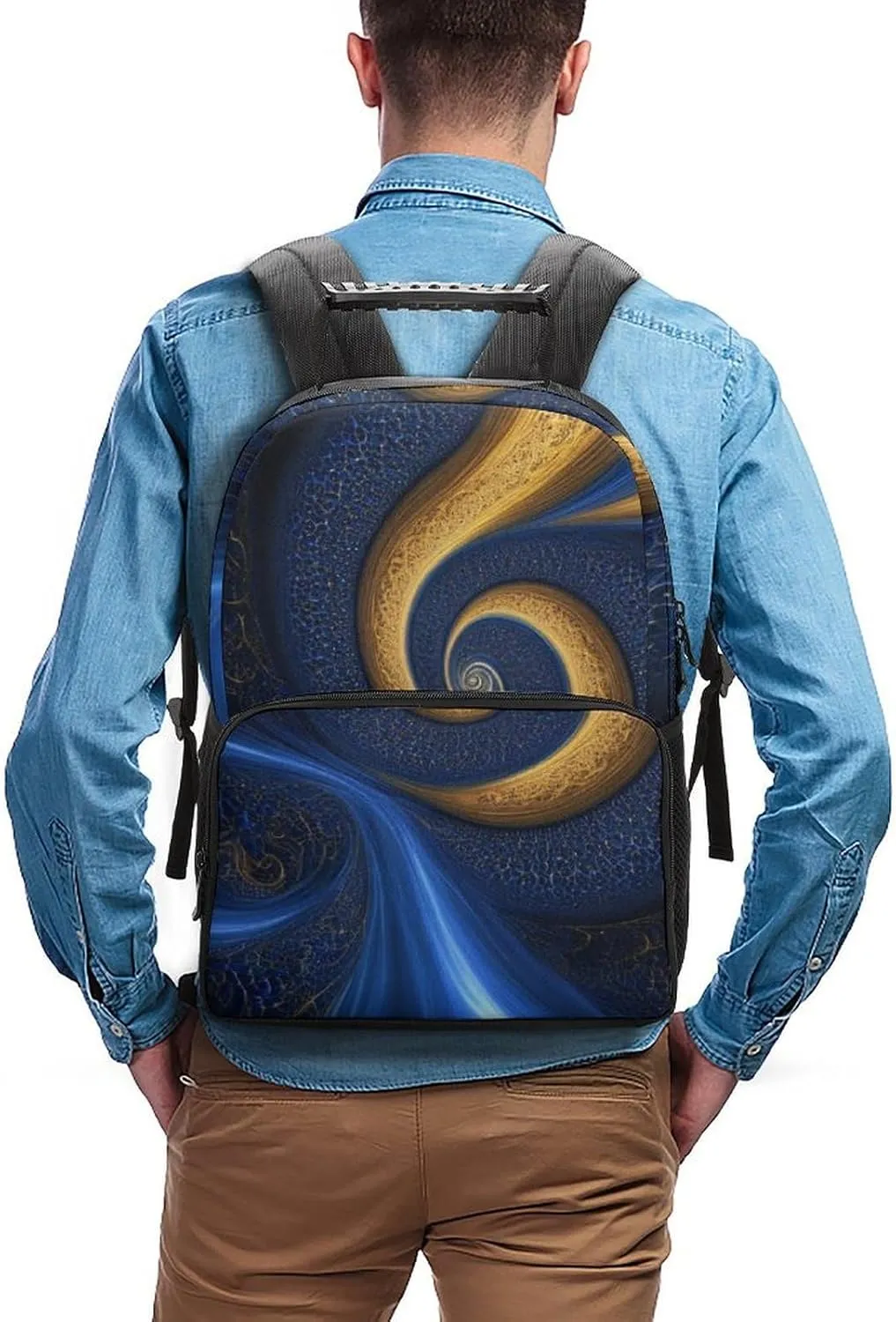 Blue Trippy Tie Dye Daypack Lightweight Multipurpose Anti-Theft Shoulder Bag Large Capacity Laptop Book Bag Rucksack With Adjustable Shoulder Straps