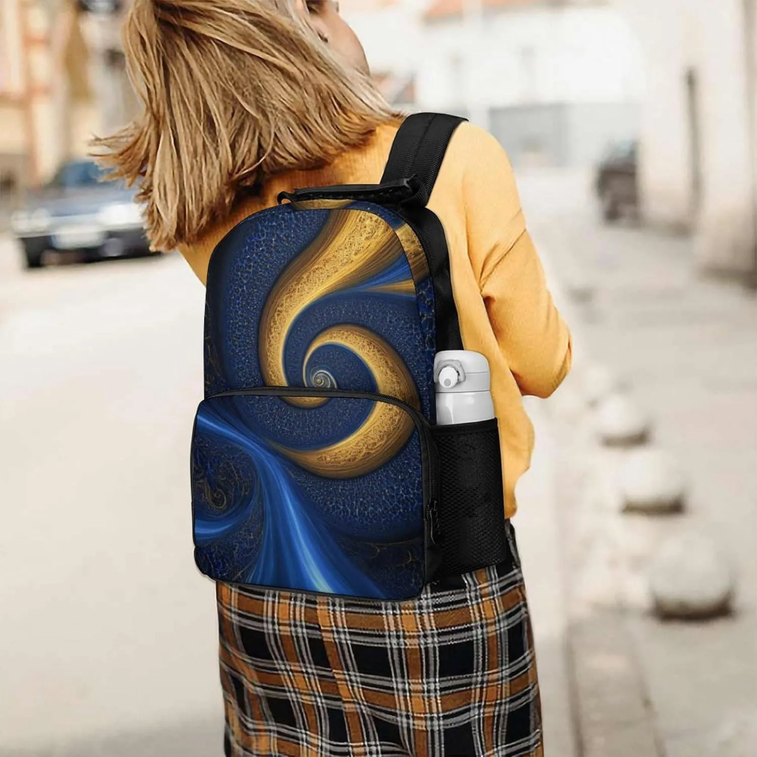 Blue Trippy Tie Dye Daypack Lightweight Multipurpose Anti-Theft Shoulder Bag Large Capacity Laptop Book Bag Rucksack With Adjustable Shoulder Straps