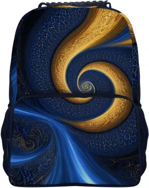 Blue Trippy Tie Dye Daypack Lightweight Multipurpose Anti-Theft Shoulder Bag Large Capacity Laptop Book Bag Rucksack With Adjustable Shoulder Straps