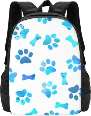 Blue Watercolor Paw Prints Lightweight Packable Backpack Travel Casual Large Capacity Daypack Foldable Backpack For Men Women