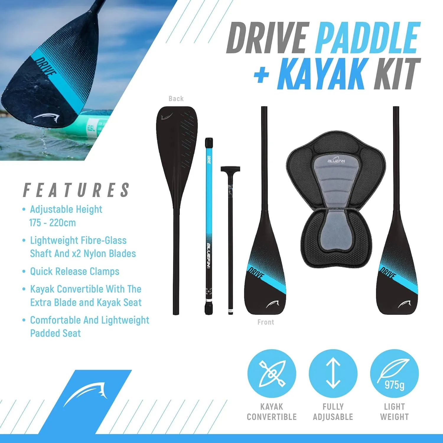 Bluefin® Cruise SUP Boards Premium Stand Up Inflatable Paddle Board Stable Design Non-Slip Design with Fibreglass Paddle & Accessories 5 Year Warranty Multiple Sizes for Adults