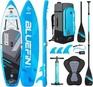 Bluefin® Cruise SUP Boards Premium Stand Up Inflatable Paddle Board Stable Design Non-Slip Design with Fibreglass Paddle & Accessories 5 Year Warranty Multiple Sizes for Adults