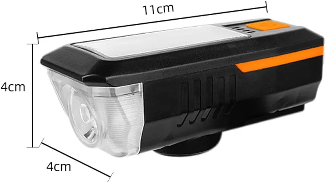 BNEI Bicycle Headlight, Solar/USB Dual Charging, Loud Speaker, Power Display, Easy to Install, Suitable for Night Riding