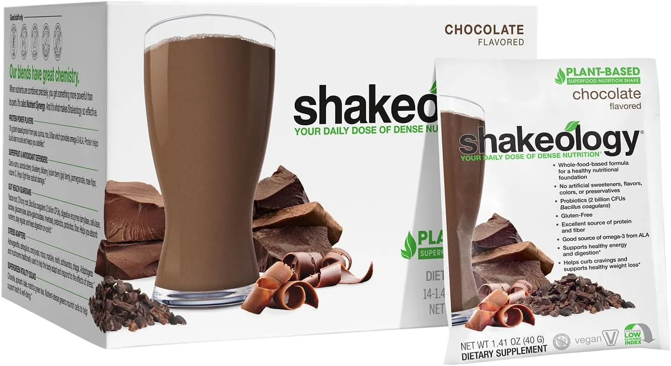 BODi Shakeology Plant Based Protein Powder Blend – Gluten-Free Shake with Vitamins and Minerals – Helps Support Weight Loss, Lean Muscle, Gut Health, Chocolate - 14 Servings