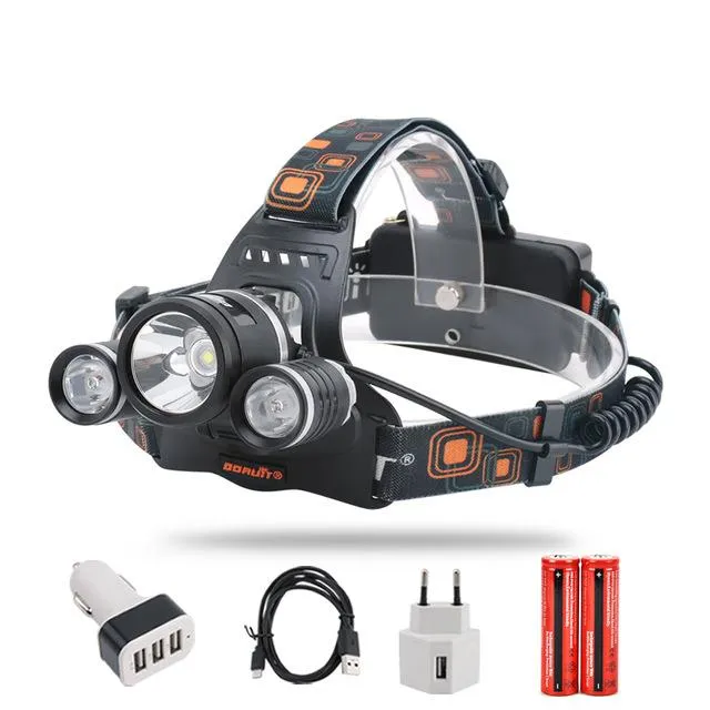 BORUiT 2R5 XM-L2 LED Headlamp Flashlight Rechargeable Waterproof Headlight Camping Hunting Lantern Head Torch Lamp 18650 Battery
