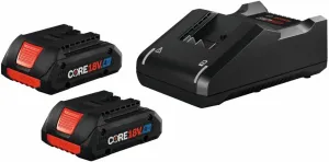 BOSCH GXS18V-11N25 18V Starter Kit with (2) CORE18V® 4 Ah Advanced Power Batteries and (1) 18V Standard Battery Charger