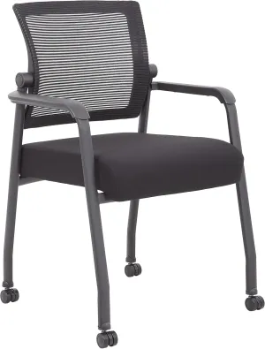 Boss Office Products Mesh 4-Legged Guest Chair with Casters in Black