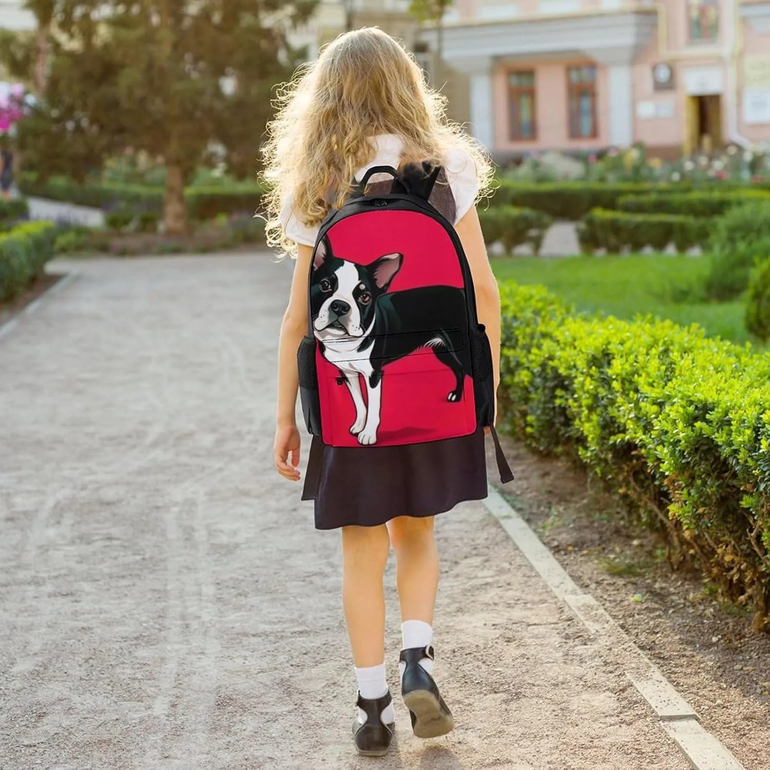 Boston Terrier Dog Art Rucksacks Lightweight Multipurpose Anti-Theft Shoulder Bag Large Capacity Business Computer Bag With Smooth Zippers