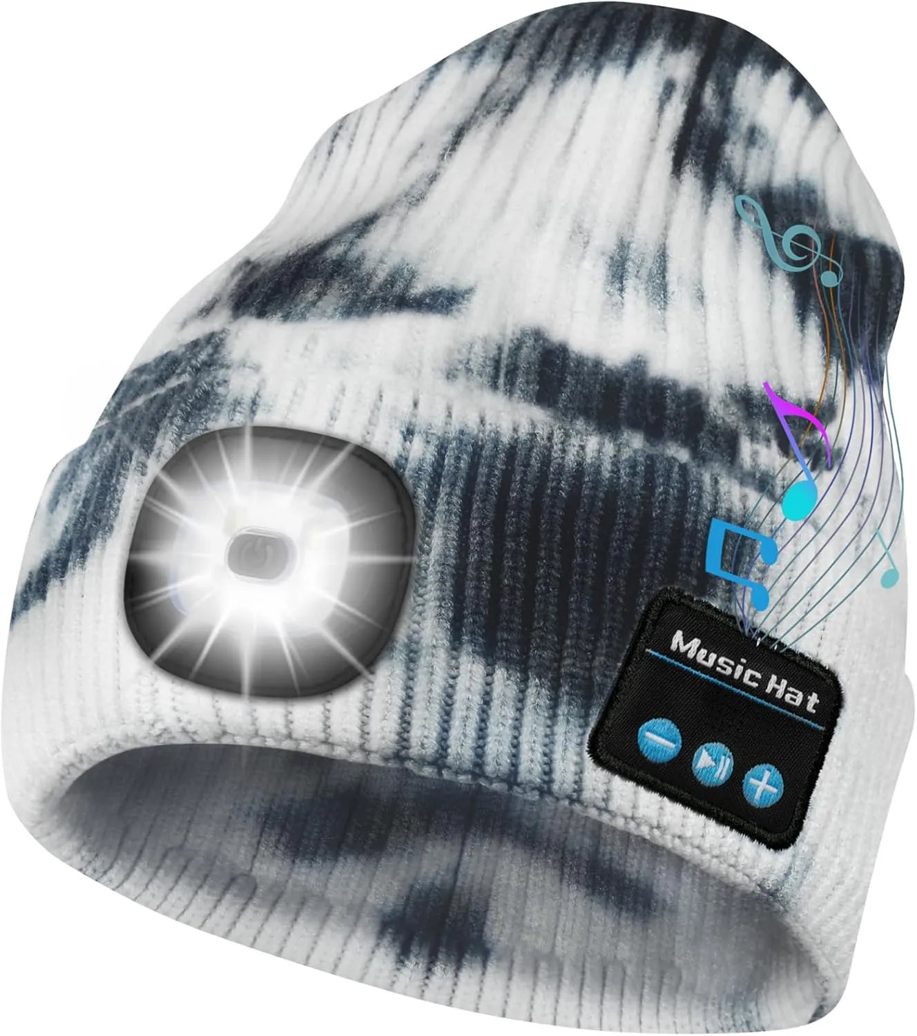 Bosttor Bluetooth Beanie Hat with Light, Headlamp Cap with Headphones and Built-in Speaker Mic, Gifts for Men Women Teen