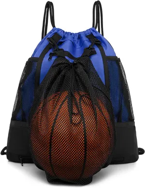 Boys Zipper Basketball Shoulder Bag With Double Side Mesh Bag Foldable Sackpack Gym Bag Sport Drawstring Soccer Backpack