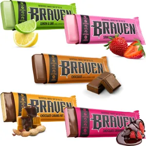 Braven Bar Variety Pack Energy Bars (1.59 oz, Pack of 10) – Energy Chews with 5g Protein – On-the-Go Energy Snacks for Running, Hiking, and Sports - Gluten Free Snacks for Sustained Energy Boost