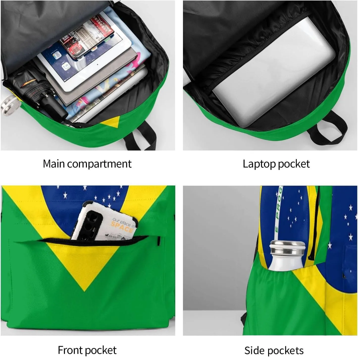 Brazil Flag Brazilian Backpack Large Capacity Backpack Lightweight Double Shoulder Bag For Women Men Travel