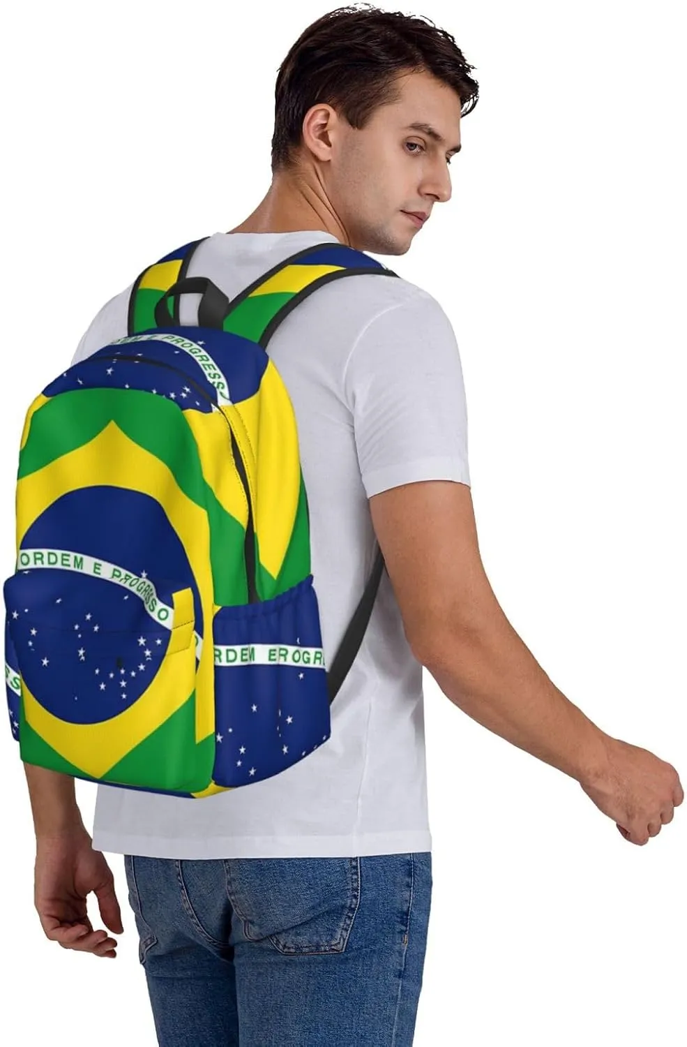 Brazil Flag Brazilian Backpack Large Capacity Backpack Lightweight Double Shoulder Bag For Women Men Travel