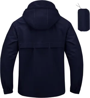 Breathable Rain Jacket Men's Waterproof Raincoat Lightweight Packable Windbreaker with hood