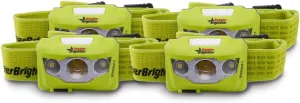 Bright Star LED Headlamp 4-Pack Bundle – Intrinsically Safe, IPX4 Water-Resistant, Multiple Lighting Modes, Long-Lasting Hands-Free Light, Includes KBS Power Solutions Batteries