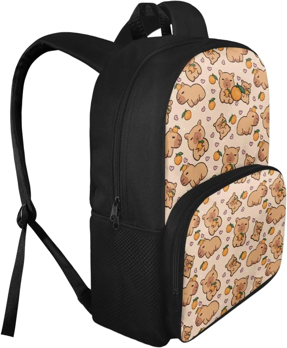 Brown School Backpack Lightweight Bookbag Waterproof Casual Daypack Travel Work Bag For Teenagers College Girls Boys Capybara Print