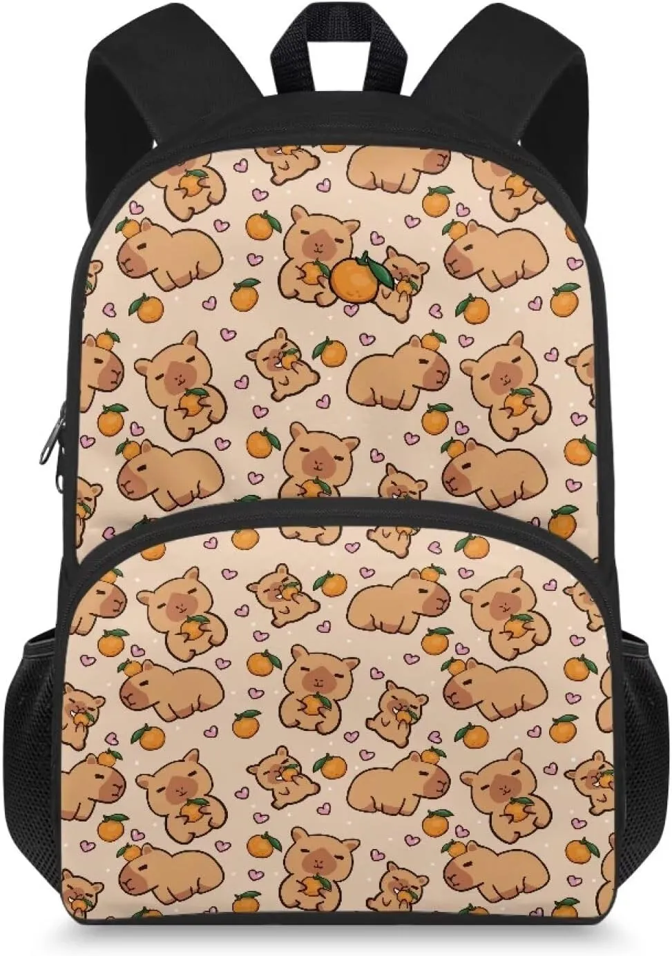 Brown School Backpack Lightweight Bookbag Waterproof Casual Daypack Travel Work Bag For Teenagers College Girls Boys Capybara Print