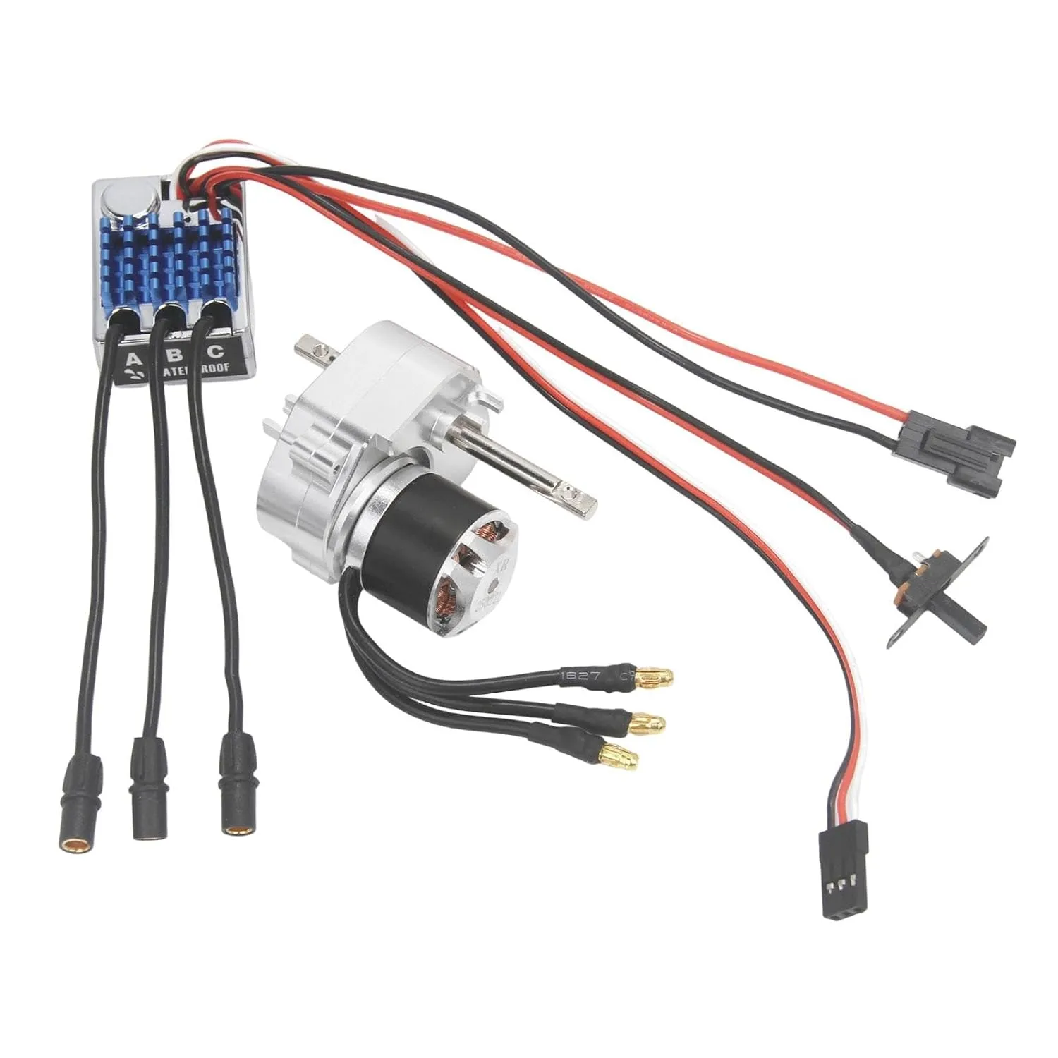 Brushless Motor Metal Gearbox ESC Combo 23222600kv Motor 1/12 Scale RC Car Car Model Toy Electric Speed Controller for MN78, Silver SM3.0