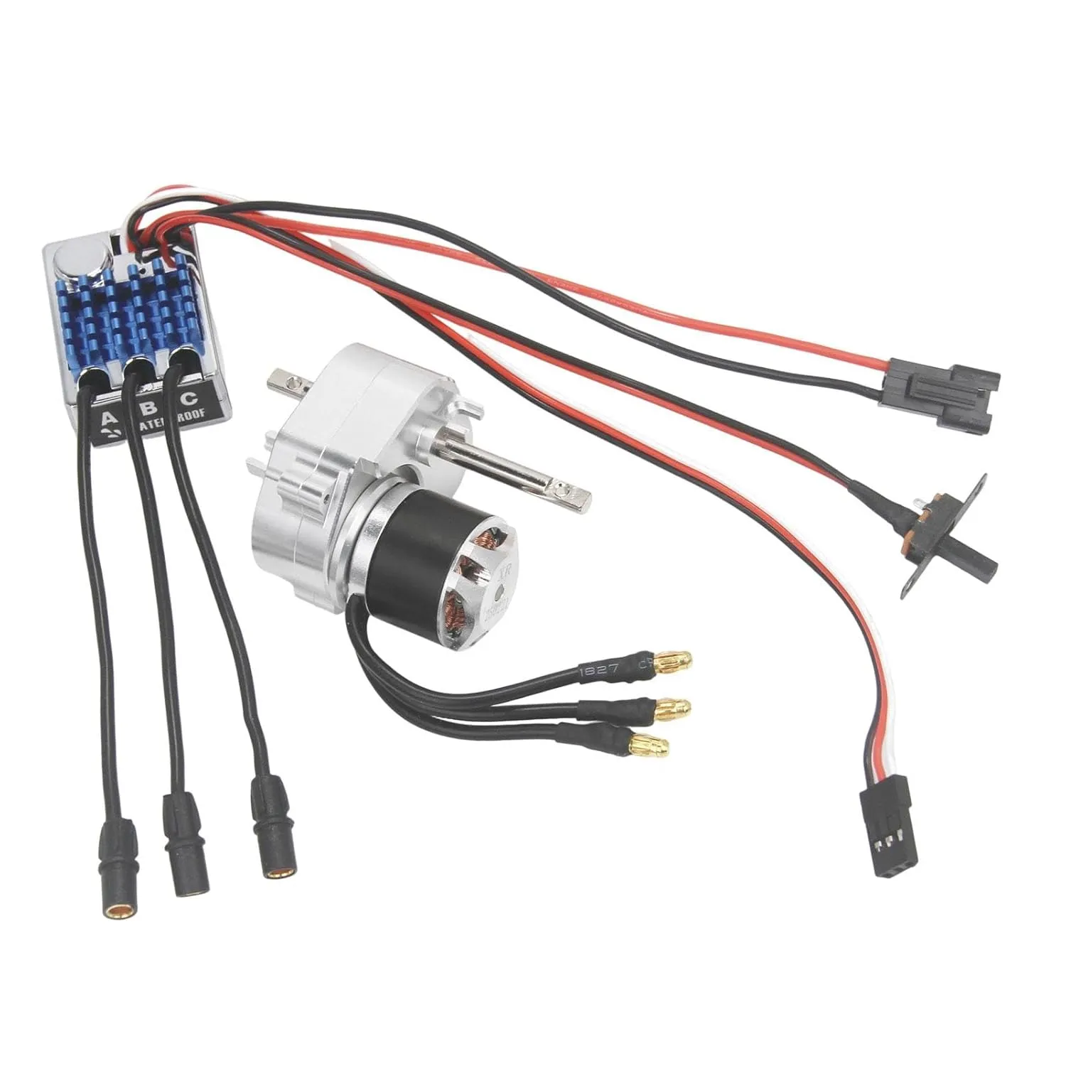 Brushless Motor Metal Gearbox ESC Combo 23222600kv Motor 1/12 Scale RC Car Car Model Toy Electric Speed Controller for MN78, Silver SM3.0