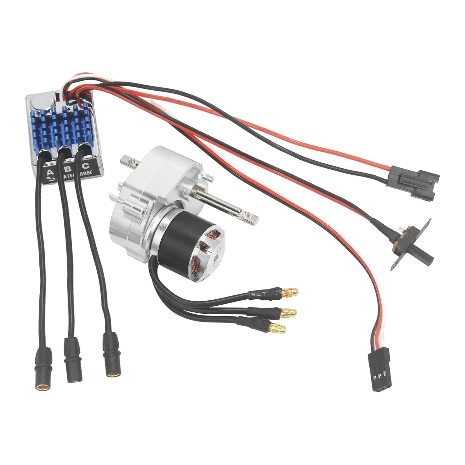 Brushless Motor Metal Gearbox ESC Combo 23222600kv Motor 1/12 Scale RC Car Car Model Toy Electric Speed Controller for MN78, Silver SM3.0