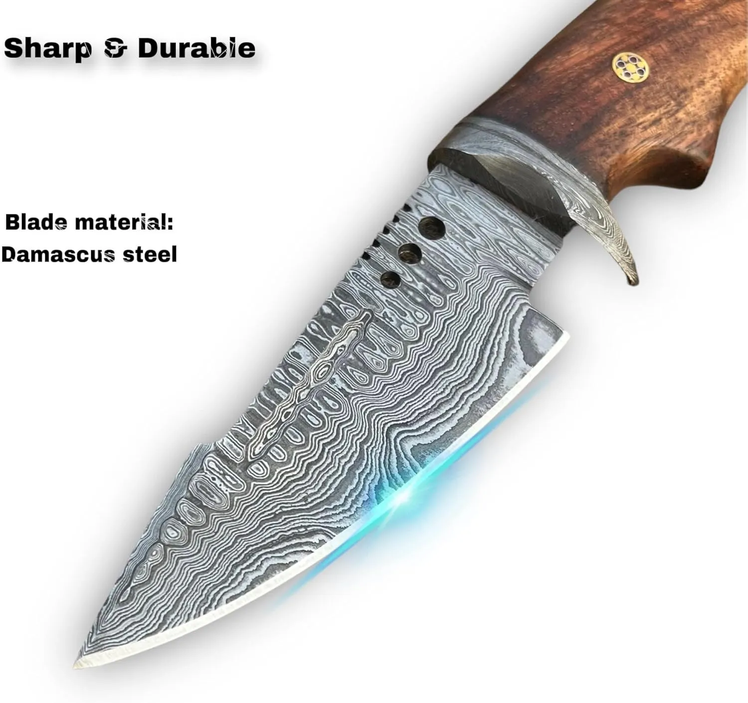 BUSHCRAFTS Custom Handmade Fixed Blade Damascus Steel Hunting Knife with Leather Sheath - 10 inch Skinning Survival Outdoor Camping Knives for Men with Horizontal and Vertical Carry