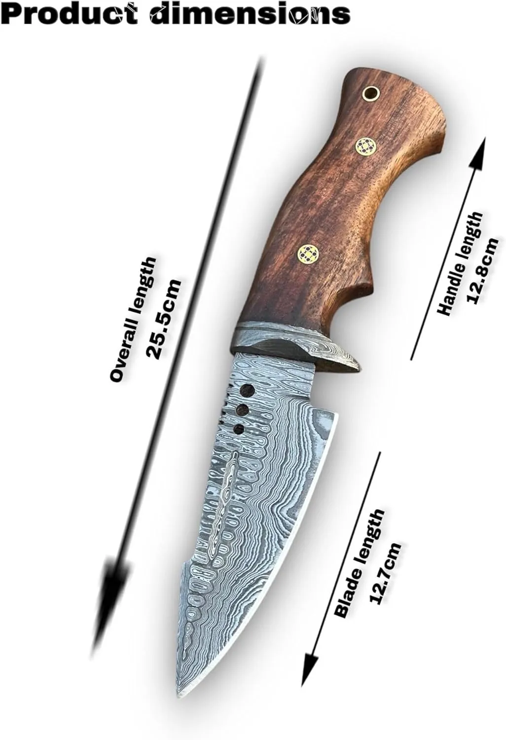 BUSHCRAFTS Custom Handmade Fixed Blade Damascus Steel Hunting Knife with Leather Sheath - 10 inch Skinning Survival Outdoor Camping Knives for Men with Horizontal and Vertical Carry