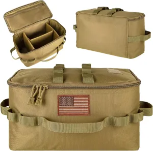bvya Tactical Camping Storage Bag 11 Liters Outdoor Utility Tote Bag Camping Cookware Organizer Trunk Organizer with Flag Patch