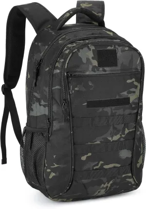 CamGo 15L Mini Backpack for Men Small Tactical Hiking Daypack Molle Gear Rucksack for Hunting Camping Bag with Patch, CP Black