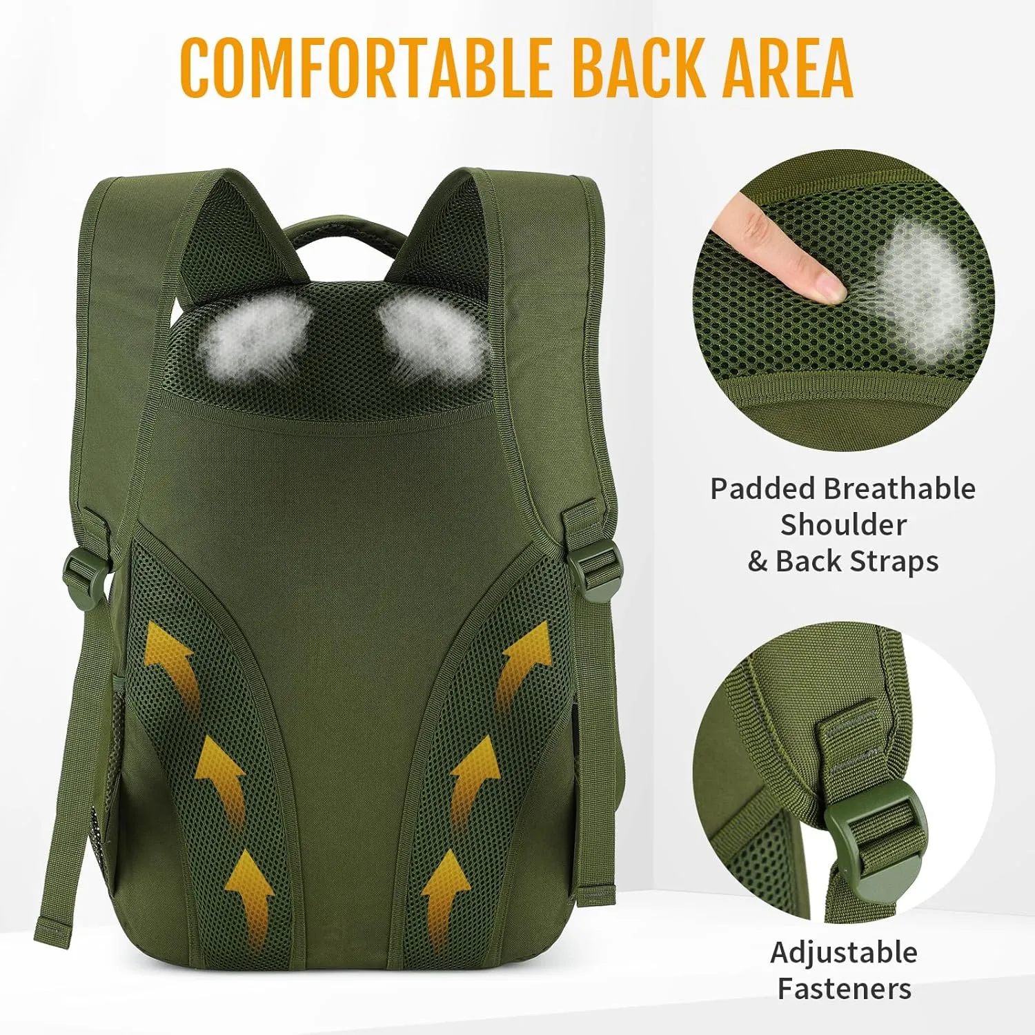 CamGo 25L Tactical Backpack for Men Women Military Hiking Daypacks Molle Travel Rucksack for Outdoor Sports Daily Work (#25L-Army Green)