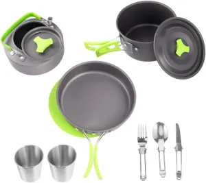 Camp Cooking Kits 1-2 Person Camping Cooking Utensil Kit Compact Portable Camping Cookware Set