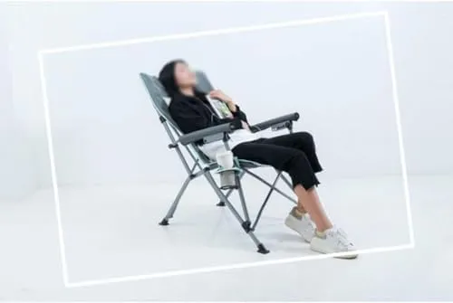 Camping Chair Folding High Back Chair with Cup Holder Hard Armrests Storage Bag with Carrying Bag Fishing Chair