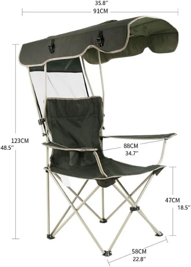 Camping Chair Folding Rocking Chair with Awning, Portable Zero Gravity Recliner for Lawn Camping Chair