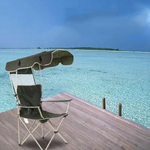 Camping Chair Folding Rocking Chair with Awning, Portable Zero Gravity Recliner for Lawn Camping Chair