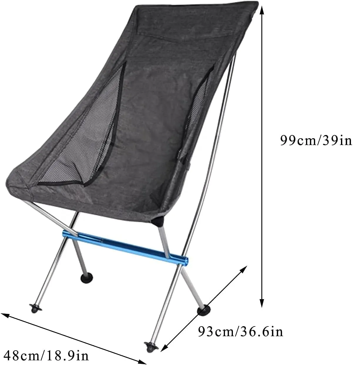 Camping Chair Portable Ultralight Chair Collapsible Chair, Light Simple Beach Fishing Seat for Camp, Picnic, Hiking (Color : Gray)