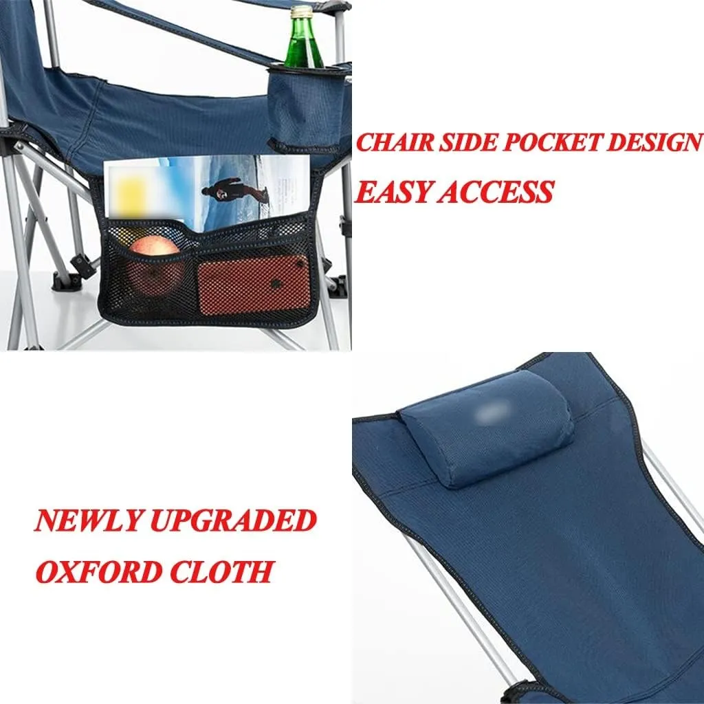 Camping Chairs for Adults, Folding Chair Indoor Padded, Oversize Portable Camp Chair with Side Pockets Metal Frame Single Leisure Lounge Recliner for Outdoor Hiking,Green-Style1