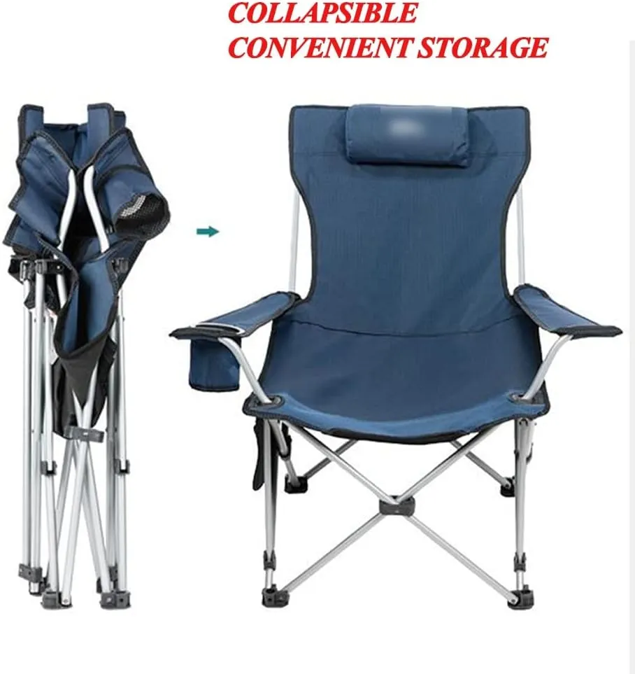Camping Chairs for Adults, Folding Chair Indoor Padded, Oversize Portable Camp Chair with Side Pockets Metal Frame Single Leisure Lounge Recliner for Outdoor Hiking,Green-Style1