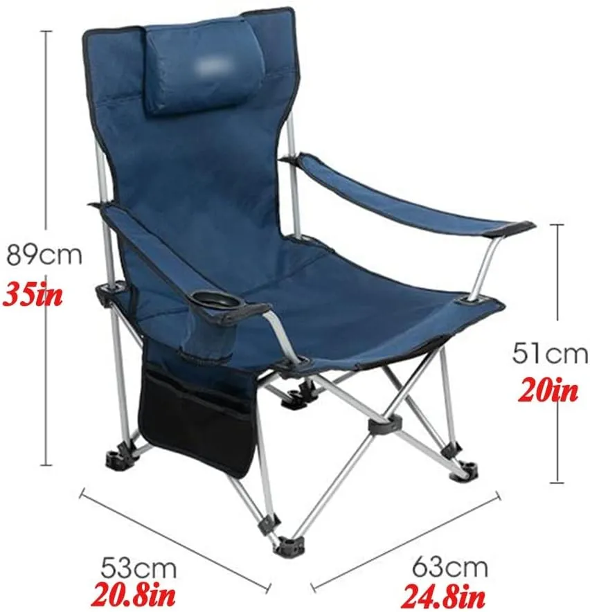 Camping Chairs for Adults, Folding Chair Indoor Padded, Oversize Portable Camp Chair with Side Pockets Metal Frame Single Leisure Lounge Recliner for Outdoor Hiking,Green-Style1