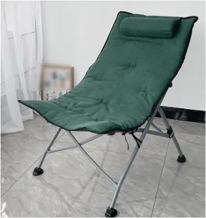 Camping Chairs for Adults, Outdoor Lounge Chairs Folding, Oversize Portable Padded Camp Chair with Metal Frame Pillow Collapsible Lawn Chair with Removable Soft Cushion for Grarden (Color : Green)