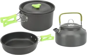 Camping Cookware Mess Kit Camping Set Pot Teapot Color Plate Set Portable Kettle Cooking Utensils for Backpacking Pot Pan Teapot Folding Fork Knife Spoon Kit