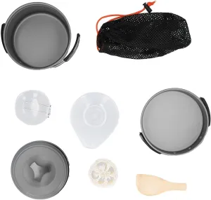 Camping Cookware Mess Kit for Backpacking Gear, Camping Accessories, Portable Cooking Pot/Frying Pan/Pot Cover/Bowl/Spoon Set Camping Cookware Set