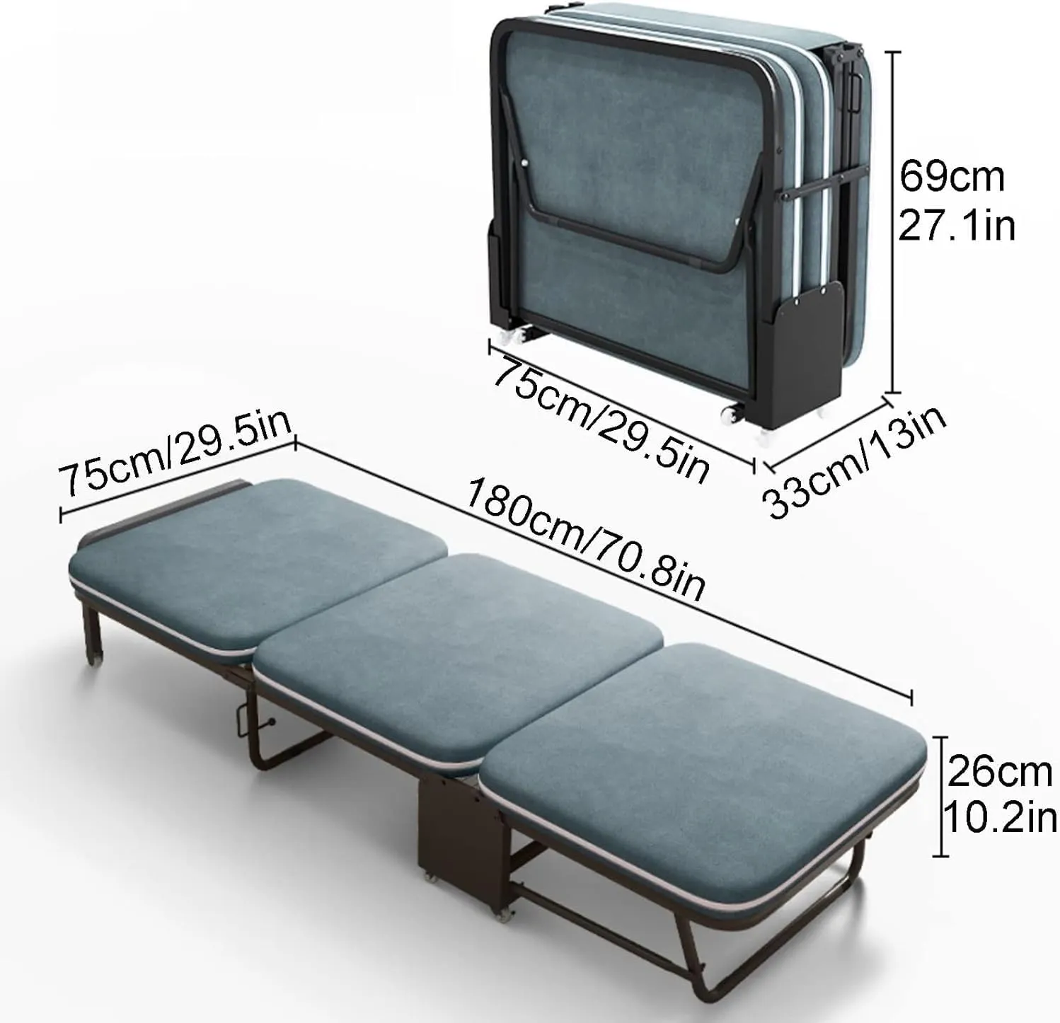 Camping Cot 5-Speed Adjustment Sleeping Cots for Adults with Soft Padded Cushion Folding Camping Bed Load 440lbs Folding Bed
