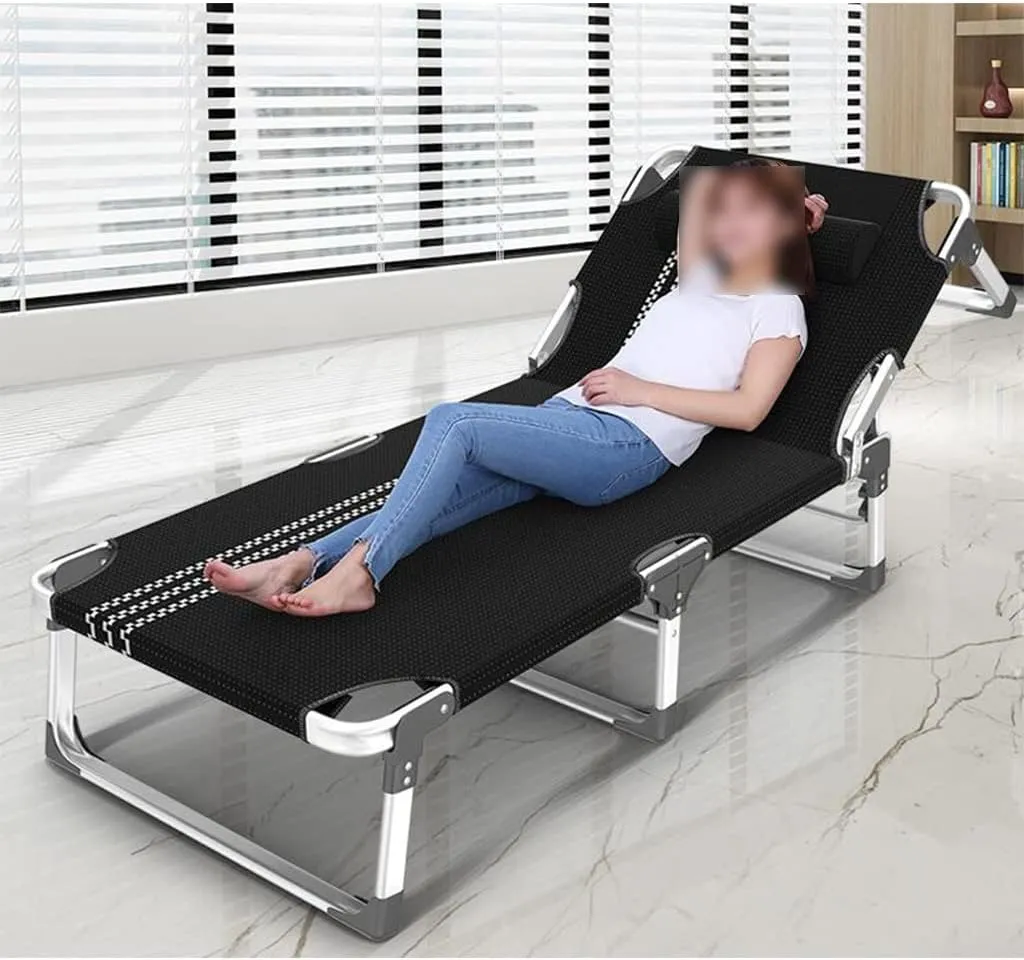 Camping Cot Queen Size, Outdoor Lounge Chairs with Cushion, Portable Folding Reclining Camping Chair with Pillow Adjustable Anti-Gravity Lounger for Garden Poolside,Style1