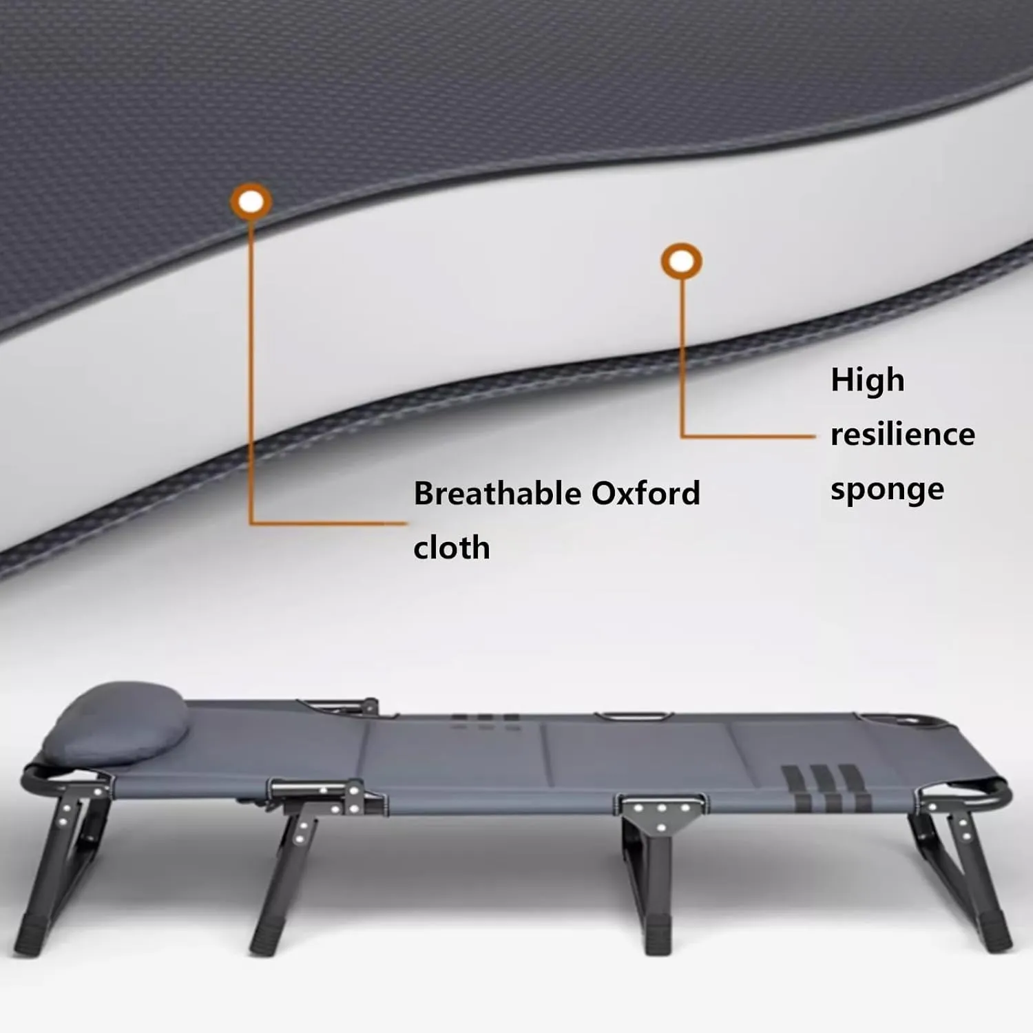 Camping Cots for Adults with 175kg Load Capacity, Folding Bed with Mattress, Foldable Padded Sleeping Cots Double Layer Oxford Portable Soft Pad Bed for Home Guest Office Nap(175 * 56 * 28cm)