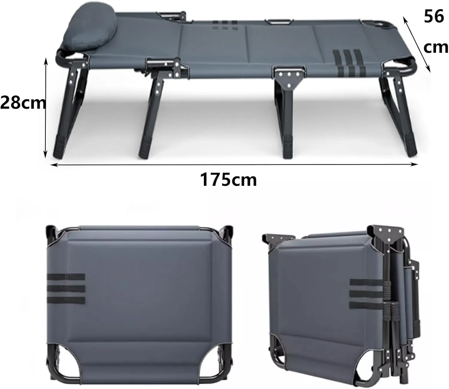 Camping Cots for Adults with 175kg Load Capacity, Folding Bed with Mattress, Foldable Padded Sleeping Cots Double Layer Oxford Portable Soft Pad Bed for Home Guest Office Nap(175 * 56 * 28cm)