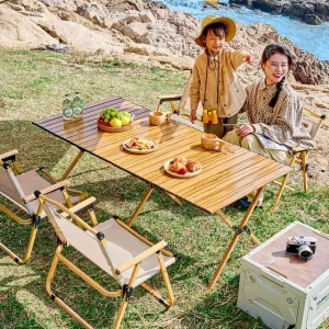Camping Folding Chair and Table Set,Portable Picnic Table with Seats,for Outdoor Travel, Grill Beaches Party, Backyard BBQ 150 * 60 * 56cm Table Chair*8