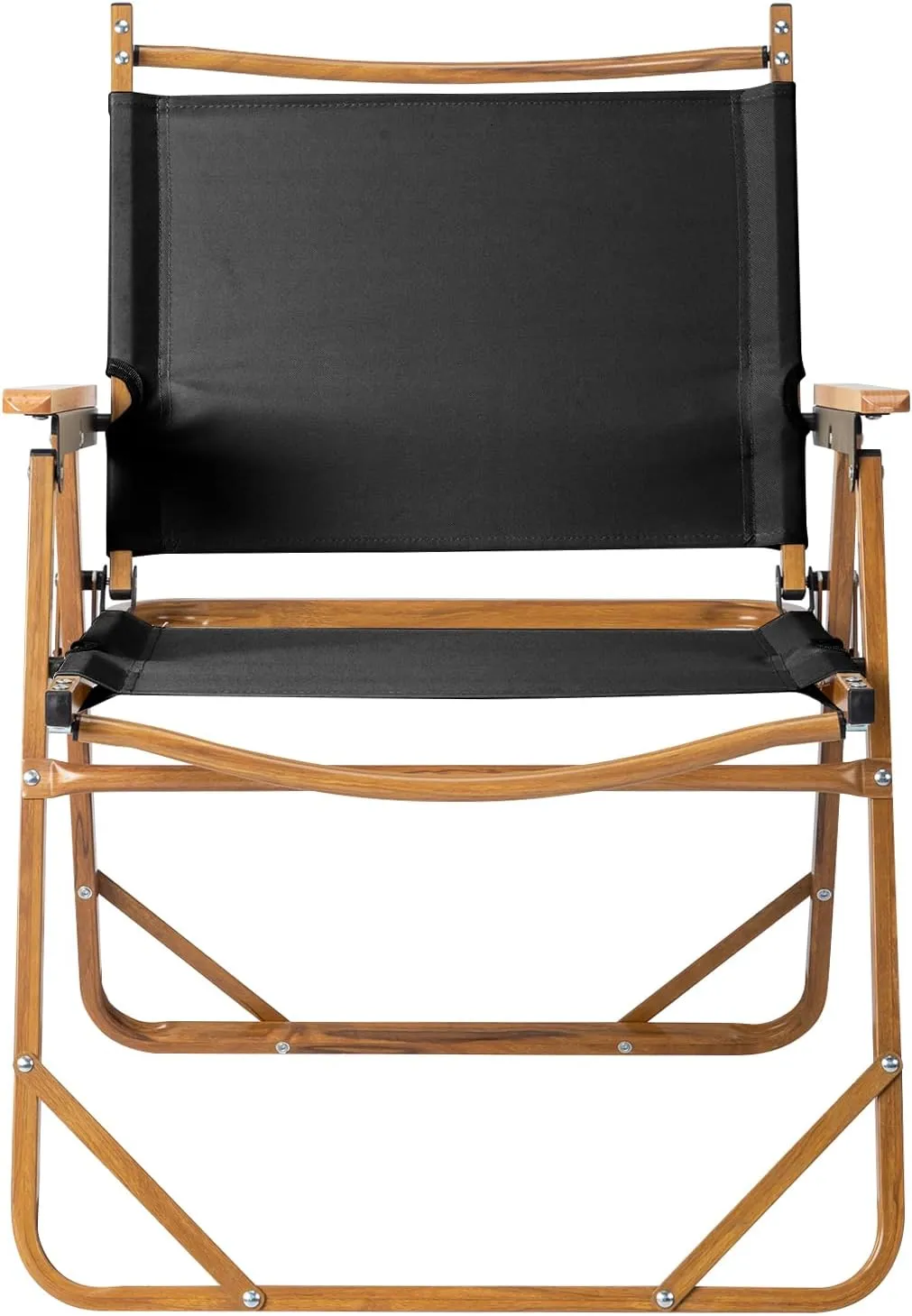 Camping Folding Chair - Heavy-duty Outdoor Chair - Large Aluminum Frame Beach Chair - Portable Camping Chair - Lightweight Director Chair - 600D Khaki Oxford Fabric Collapsible Travel Chair - Black