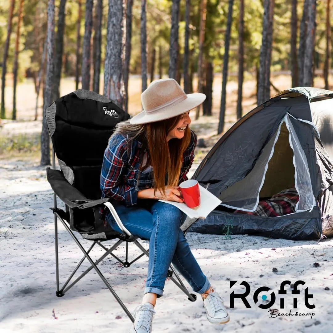 Camping Folding Chair | Heavy Duty | Supports 250 LBS | Steel Frame | Collapsible with Cup Holder | 21" D x 36" W x 42" H