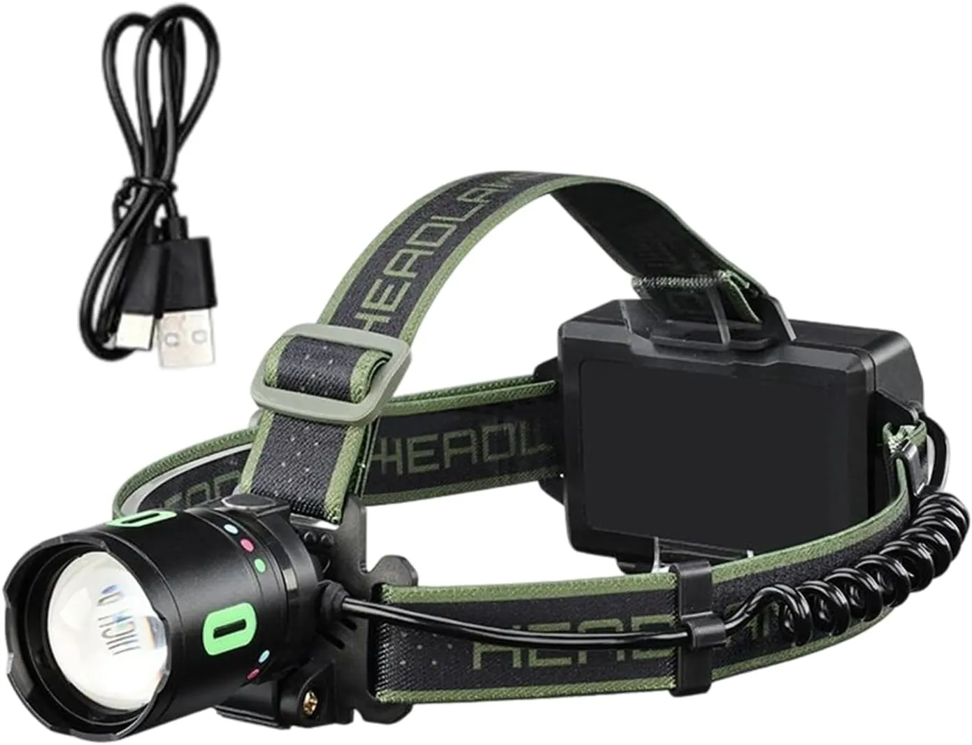 Camping Headlamp - Rechargeable LED Head Torch, Waterproof Bright Headlight | 8 Light Modes with Red Safety Warning for Fishing, Hiking, Night Running, Backpacking, Hunting, Outdoor Adventure