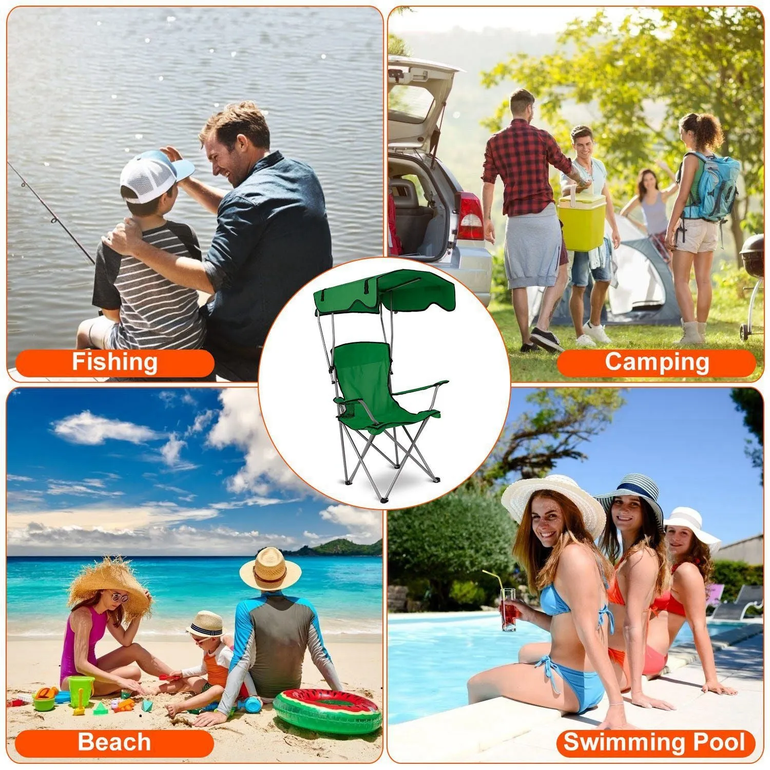 Camping Sun Lawn Quick resolution Folding Canopy Chair Chair Easy-to-use Beach Load Foldable Seat Canopy 330LBS Protection