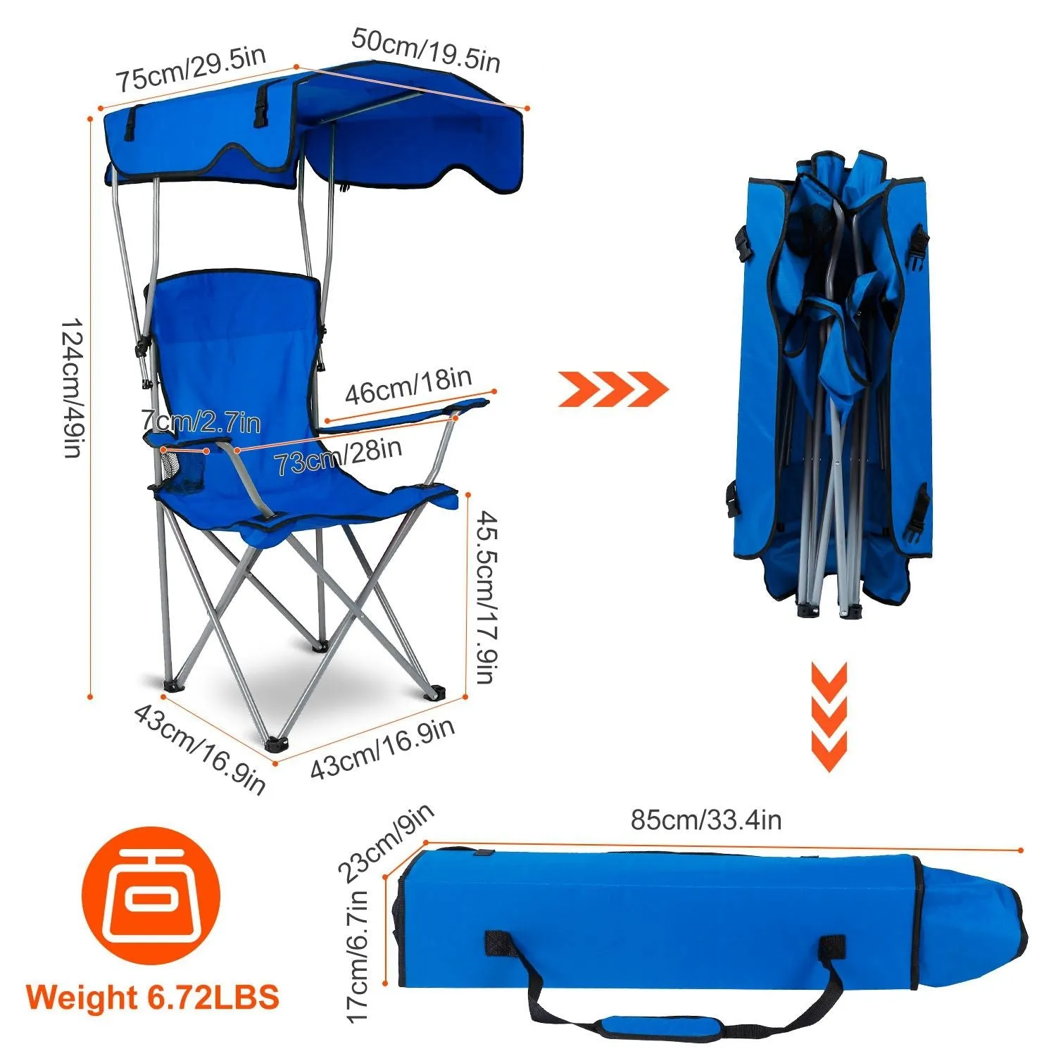 Camping Sun Lawn Quick resolution Folding Canopy Chair Chair Easy-to-use Beach Load Foldable Seat Canopy 330LBS Protection